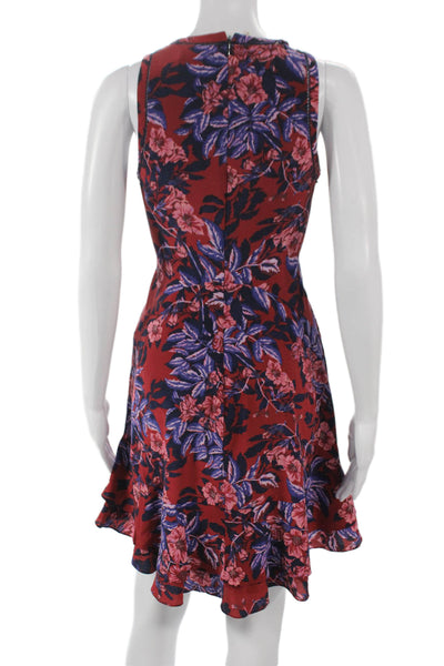 Rebecca Taylor Womens Fit & Flare Silk Floral VNeck Sleeveless Dress Size 2