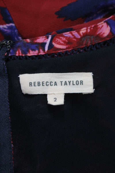 Rebecca Taylor Womens Fit & Flare Silk Floral VNeck Sleeveless Dress Size 2
