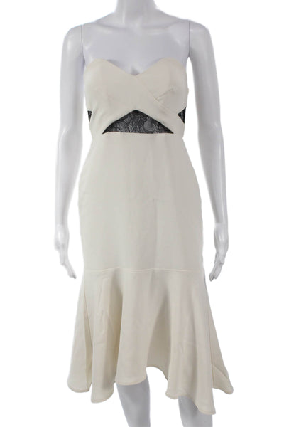Karina Grimaldi Women Mermaid Sweetheart Ivory Knee Length Dress Size S