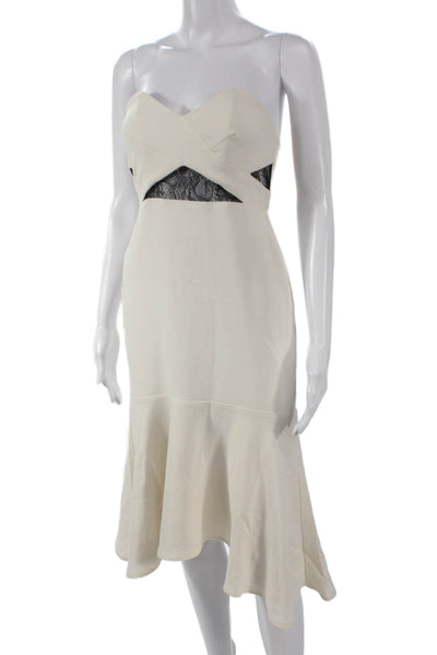 Karina Grimaldi Women Mermaid Sweetheart Ivory Knee Length Dress Size S