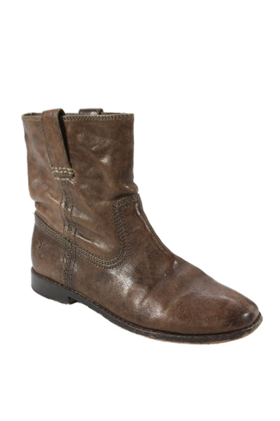 Frye Womens Leather Pull On Anna Shortie Ankle Boots Brown Size 5.5 Medium