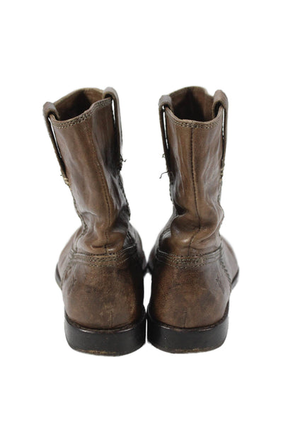 Frye Womens Leather Pull On Anna Shortie Ankle Boots Brown Size 5.5 Medium