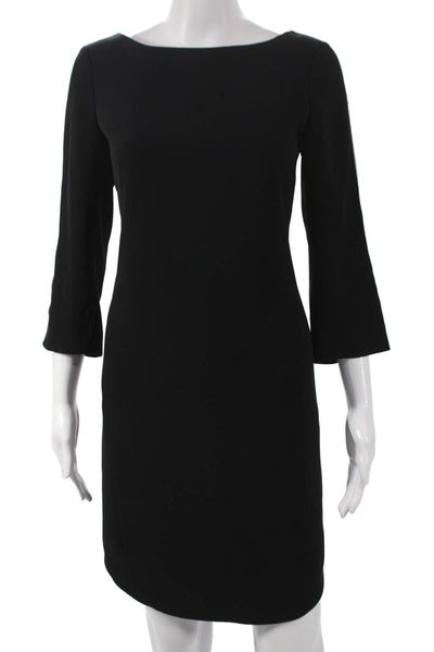 Vince Womens Black Sheath Dress Boat Neck 3/4 Sleeve Knee Length Size 4