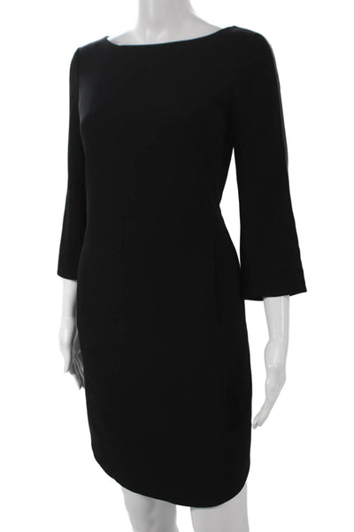 Vince Womens Black Sheath Dress Boat Neck 3/4 Sleeve Knee Length Size 4