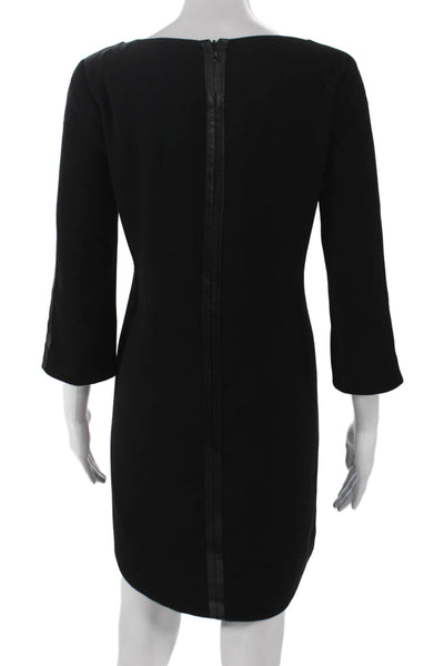 Vince Womens Black Sheath Dress Boat Neck 3/4 Sleeve Knee Length Size 4