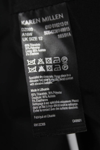 Karen Millen Women Fit & Flare Dress Black High Neck Sleeveless Knee Size 12