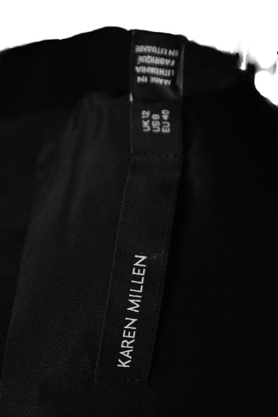 Karen Millen Women Fit & Flare Dress Black High Neck Sleeveless Knee Size 12