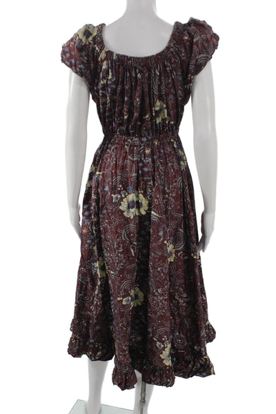 Ulla Johnson Womens Maxi Floral Scoop Neck Cotton Mid Calf Dress Zip Size 0
