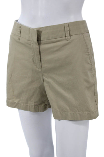 J Crew Womens Chino Shorts Beige 100% Cotton Zip Closure Size 2