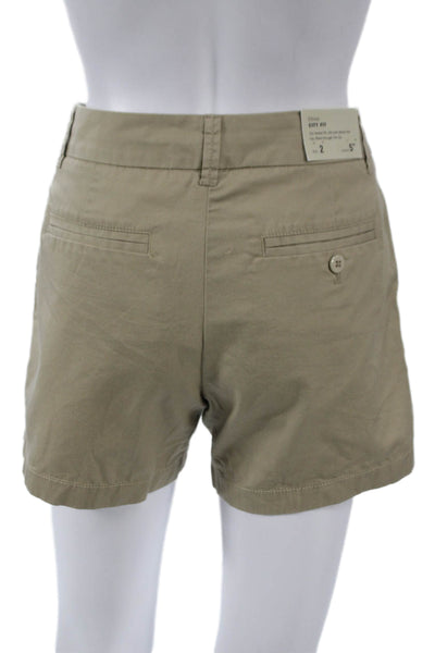 J Crew Womens Chino Shorts Beige 100% Cotton Zip Closure Size 2
