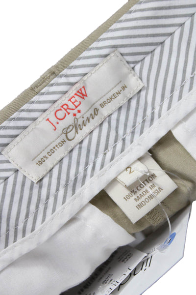 J Crew Womens Chino Shorts Beige 100% Cotton Zip Closure Size 2