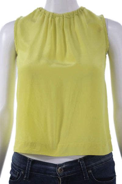 Marni Womens Basic Tank Yellow Silk High Neck Sleeveless Zip Size 6