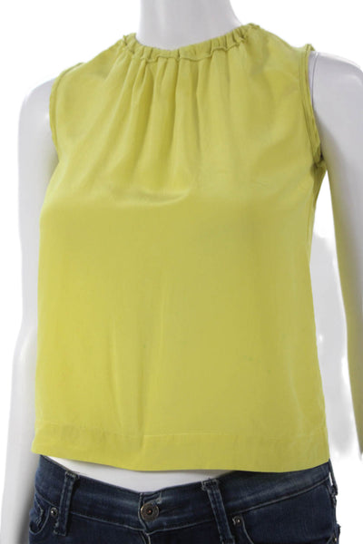 Marni Womens Basic Tank Yellow Silk High Neck Sleeveless Zip Size 6