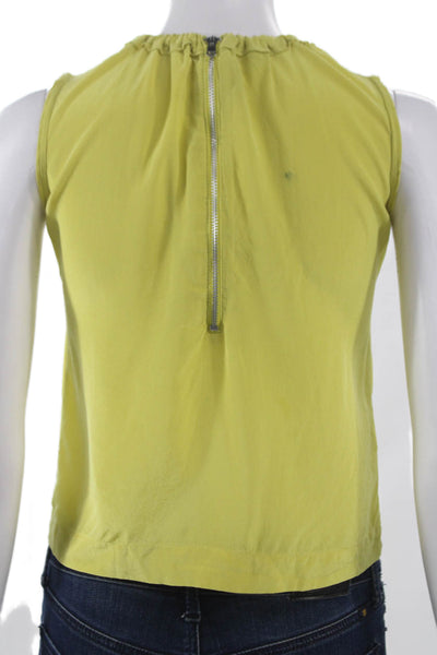 Marni Womens Basic Tank Yellow Silk High Neck Sleeveless Zip Size 6