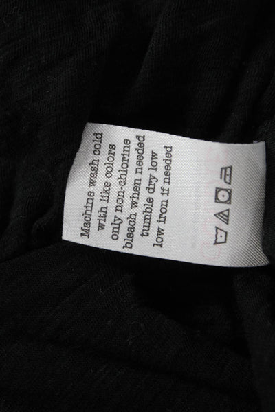 Goldie Womens Black Pima Cotton Basic Boat Neck Short Sleeve Blouse Size M