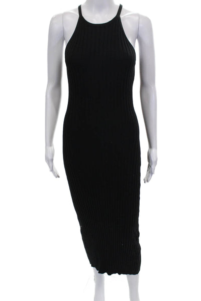 Cotton By Autumn Cashmere Women Bodycon Dress Black Halter Sleeveless Size S