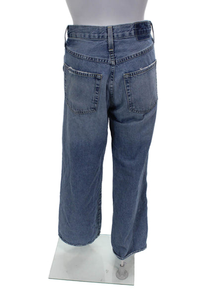 Amo Womens Wide-Leg High Waist Blue Cotton Jeans Size 25