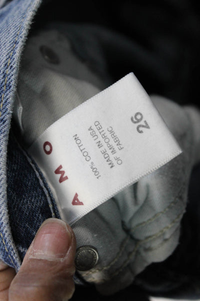 Amo Womens Wide-Leg High Waist Blue Cotton Jeans Size 25