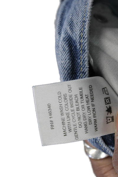 Amo Womens Wide-Leg High Waist Blue Cotton Jeans Size 25