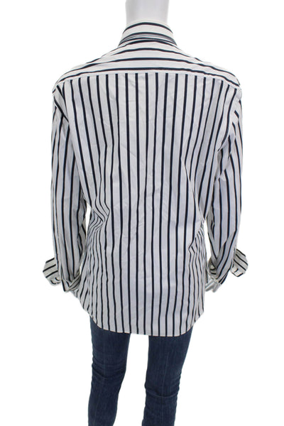 Zara Men Button Down Striped White Collared Long Sleeve Nylon Shirt Size M