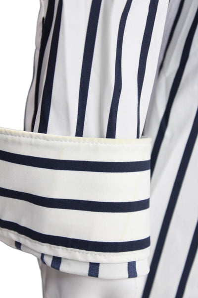 Zara Men Button Down Striped White Collared Long Sleeve Nylon Shirt Size M