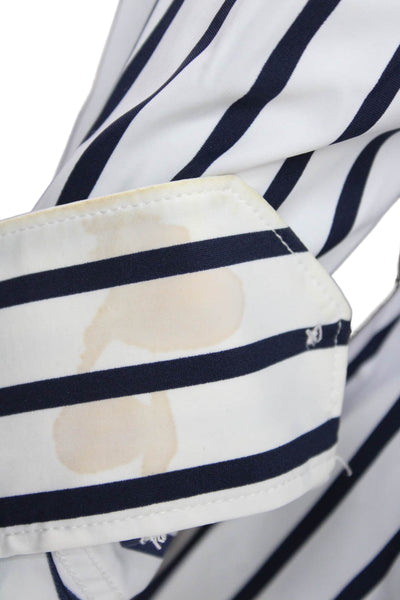 Zara Men Button Down Striped White Collared Long Sleeve Nylon Shirt Size M