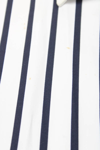 Zara Men Button Down Striped White Collared Long Sleeve Nylon Shirt Size M