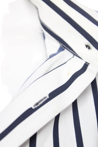 Zara Men Button Down Striped White Collared Long Sleeve Nylon Shirt Size M