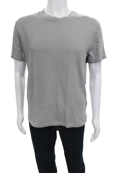 Zara Mens Polo T Shirt Gray Cotton Crew Neck Short Sleeve Size L