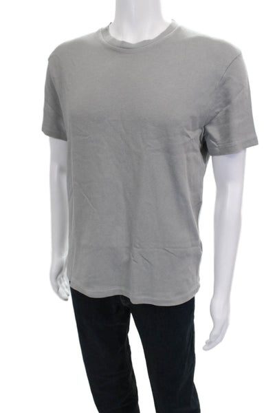 Zara Mens Polo T Shirt Gray Cotton Crew Neck Short Sleeve Size L