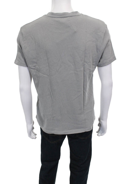 Zara Mens Polo T Shirt Gray Cotton Crew Neck Short Sleeve Size L