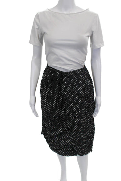Lilith Women Black Viscose Polka Dot Straight Pencil Skirt Knee Length Size M