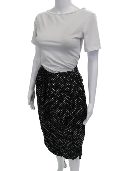 Lilith Women Black Viscose Polka Dot Straight Pencil Skirt Knee Length Size M