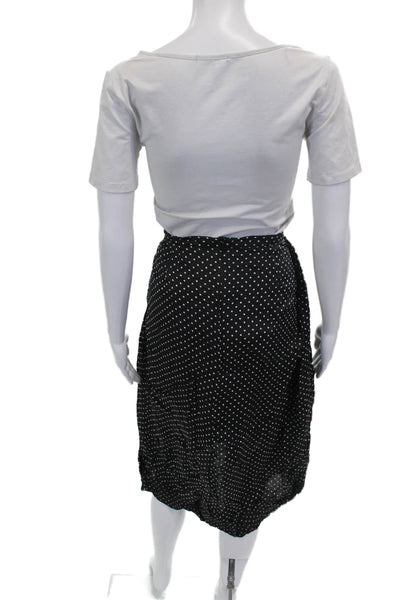 Lilith Women Black Viscose Polka Dot Straight Pencil Skirt Knee Length Size M