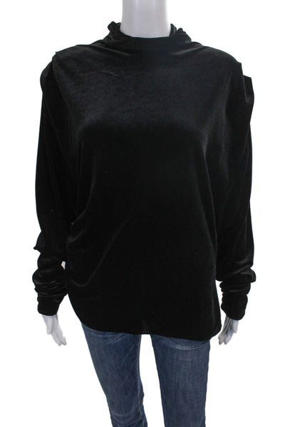 Zara Women Black High Neck Tunic Blouse Long Sleeve Polyester Size XL