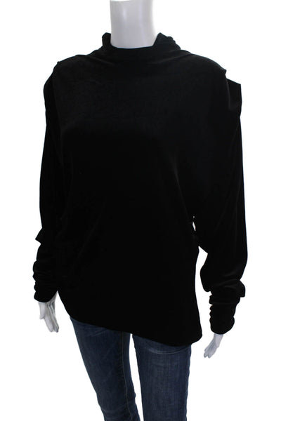 Zara Women Black High Neck Tunic Blouse Long Sleeve Polyester Size XL