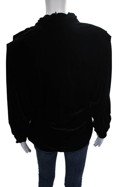 Zara Women Black High Neck Tunic Blouse Long Sleeve Polyester Size XL