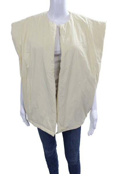 Self Contrast Womens Quilted Sleeveless Vest Yellow 100% Cotton Size One Size