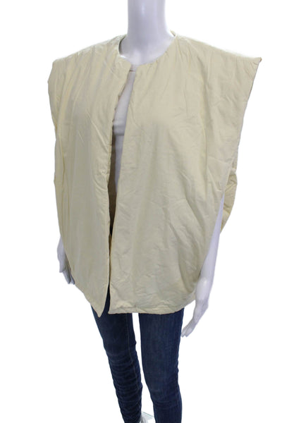 Self Contrast Womens Quilted Sleeveless Vest Yellow 100% Cotton Size One Size