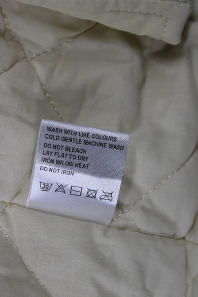Self Contrast Womens Quilted Sleeveless Vest Yellow 100% Cotton Size One Size