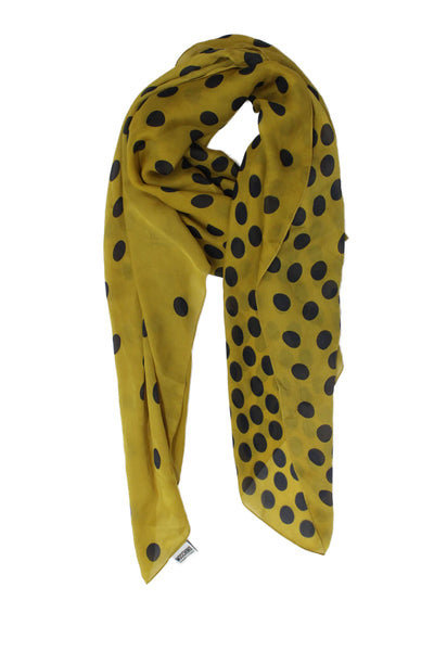 Moschino Cheap & Chic Womens Silk Polka Dot Print Wrap Scarf Yellow