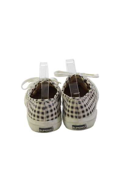 Superga Womens 2750 Gingham Lace-Up Low-Top Casual Sneakers Beige Size 9