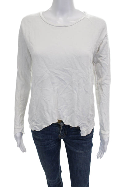 Generation Love Women Basic White Cotton Long Sleeve T-Shirt Round Neck Size S