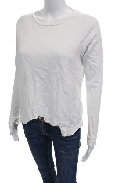 Generation Love Women Basic White Cotton Long Sleeve T-Shirt Round Neck Size S