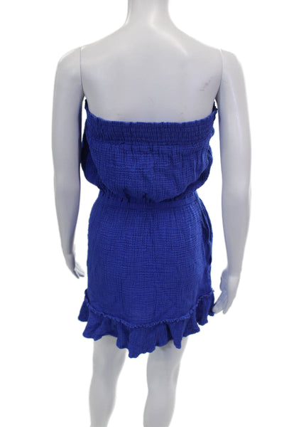 Red Haute Women Sundress Square Neck Sleeveless Blue Short Cotton Size XS