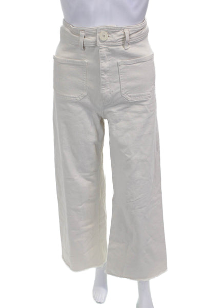 Zara Women Wide Leg Jeans High Waist Ivory Size 26