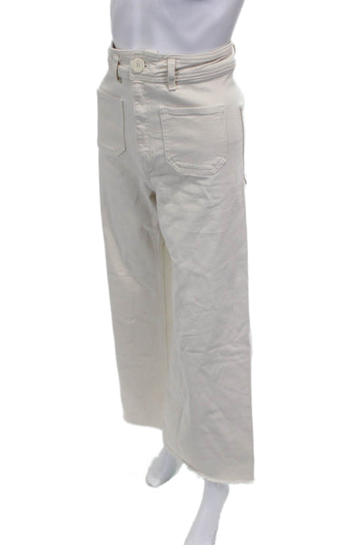 Zara Women Wide Leg Jeans High Waist Ivory Size 26