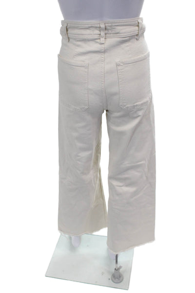 Zara Women Wide Leg Jeans High Waist Ivory Size 26