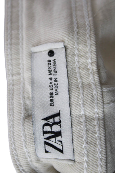 Zara Women Wide Leg Jeans High Waist Ivory Size 26