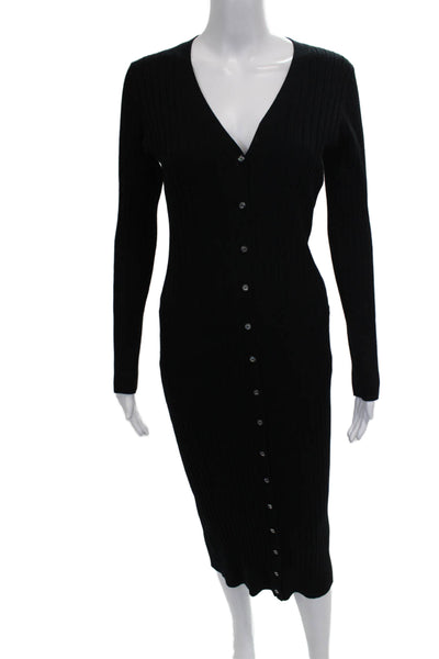 525 Womens Sweater Dress Black V Neck Long Sleeve Size S